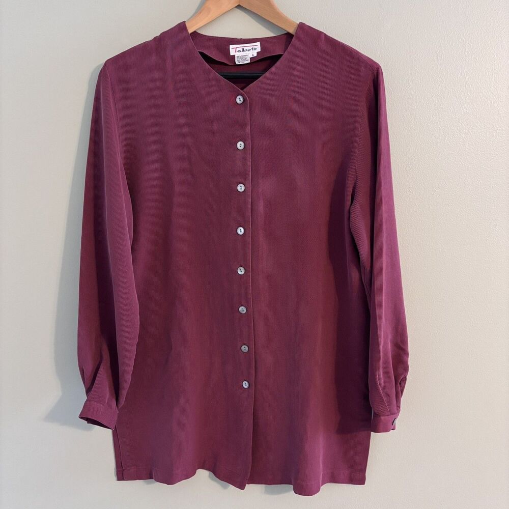 VTG Talbots 100% Silk Shirt Tunic Women's 6 Classic Minimalist Lagenlook